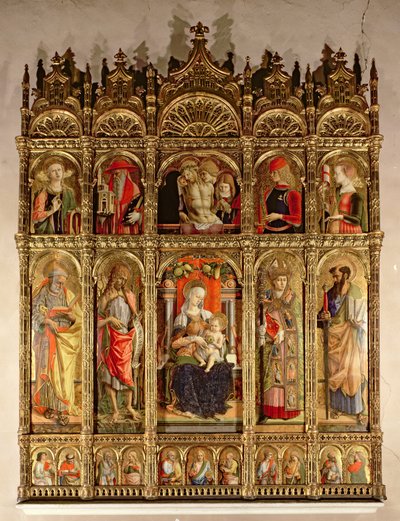 Madonna en Kind met heiligen, polyptiek, 1473 door Carlo Crivelli